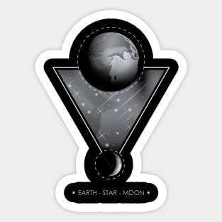 The earth star and moon Sticker